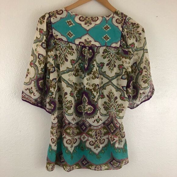 Nicole By Nicole Miller printed short sleeve blouse size 8 - Picture 6 of 6
